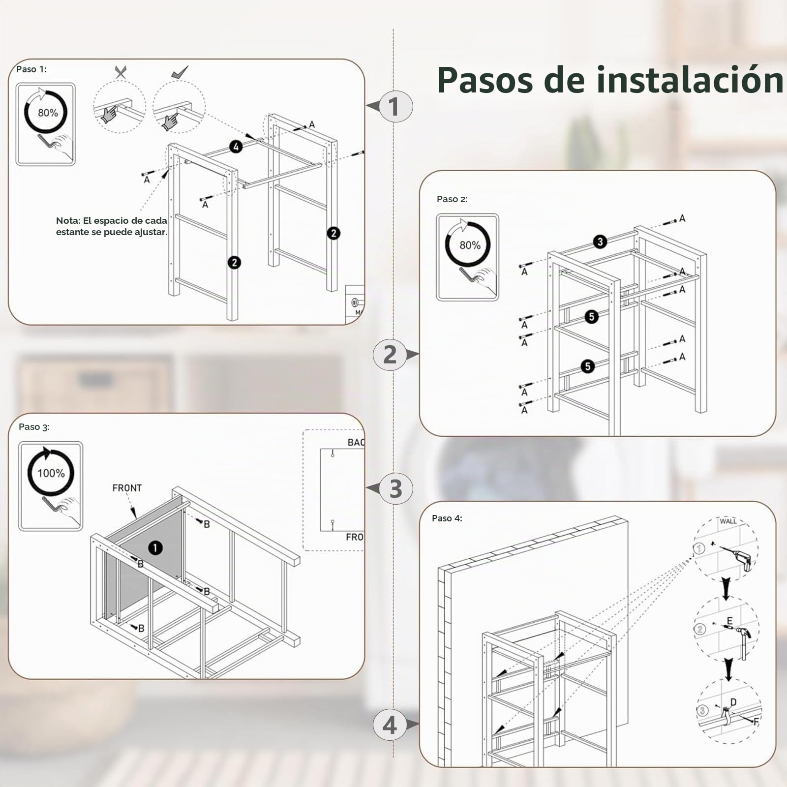OVRLRIJP lavadoro Mueble con Estantería y Armario Ajustable para Lavadora, 3 Alturas, 350 kg de Carga, 75 x 67 x 105 cm (Negro)