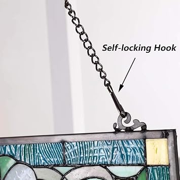Bieye Metal Chain with Safety Hooks for Tiffany Style Stained Glass Window Panel Hangings, 30 inches Long Black Electrophoretic Coating, Chain001