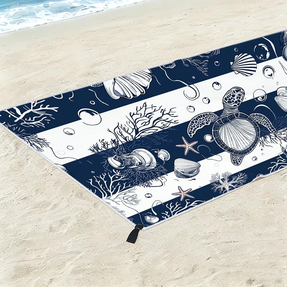 Ręcznik plażowy z mikrofibry, duży ręcznik kąpielowy 90 x 180 cm, zestaw 2 szt. szybkoschnących prześcieradeł kąpielowych oceanicznych, odporne na piasek ręczniki plażowe z mikrofibry do podróży