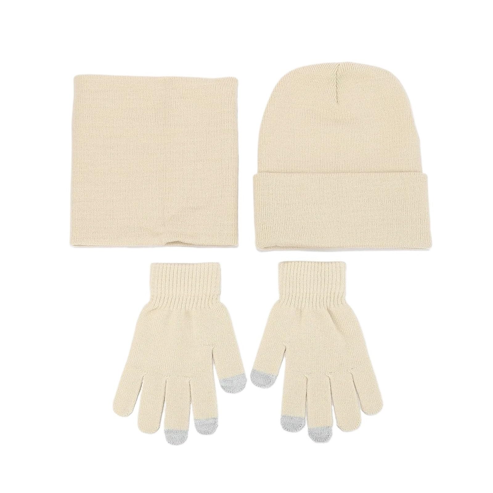 Generico Set di cappello, sciarpa, guanti, berretto, scaldacollo, spessi e termici, 3 pezzi for il freddo