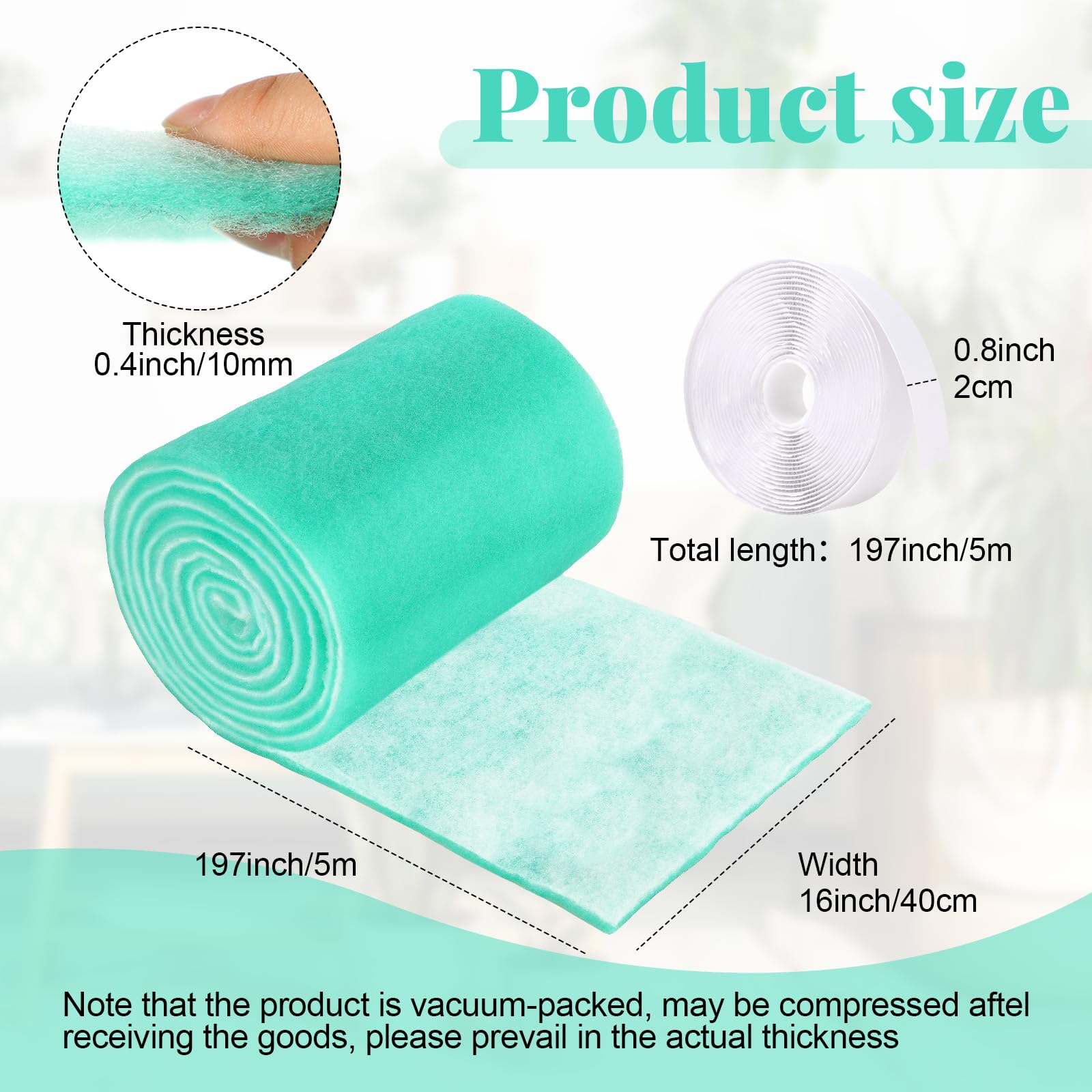 Pushglossy Kit de filtros de ventilación de 16 x 197 pulgadas, incluye rollo de filtro de aire electrostático MERV 8 y cinta adhesiva de gancho para rejillas de ventilación de piso, triple filtración