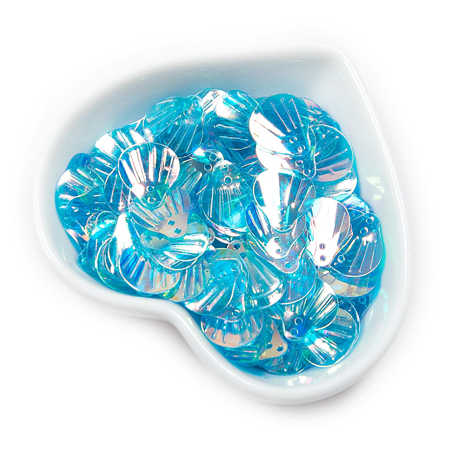 Seashell Sequins and Spangles for Crafts, 50g 13 MM Transparent Sea Shell Sequins for Dress Sewing Embellishment Applique Crafting, (Light Blue)