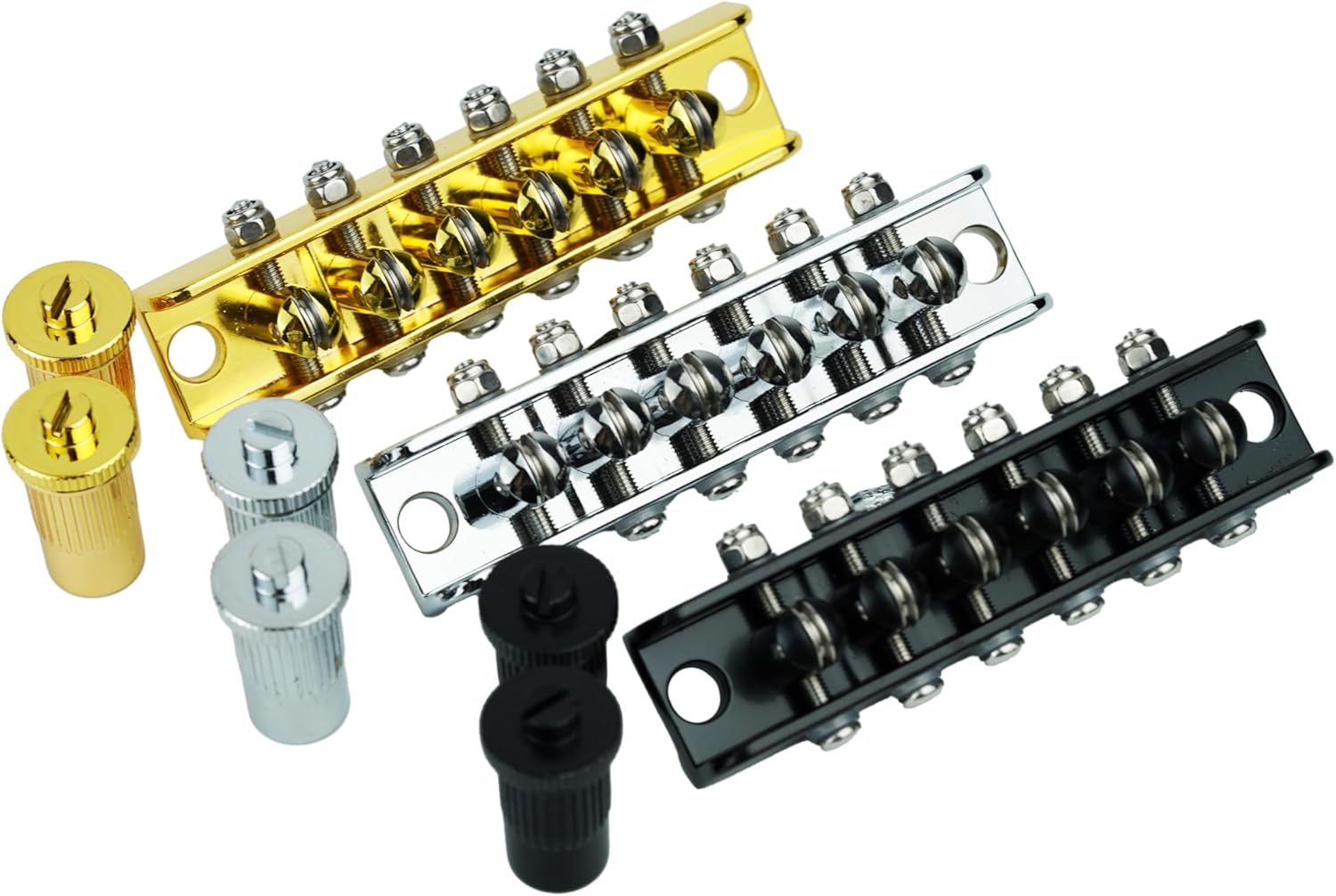 Guyker Guitar Roller Bridge String Spacing 10.5mm, Mosrite Style Bridge with Studs Compatible with 6 String Les Paul LP Electric Guitar (GM018A, Gold)