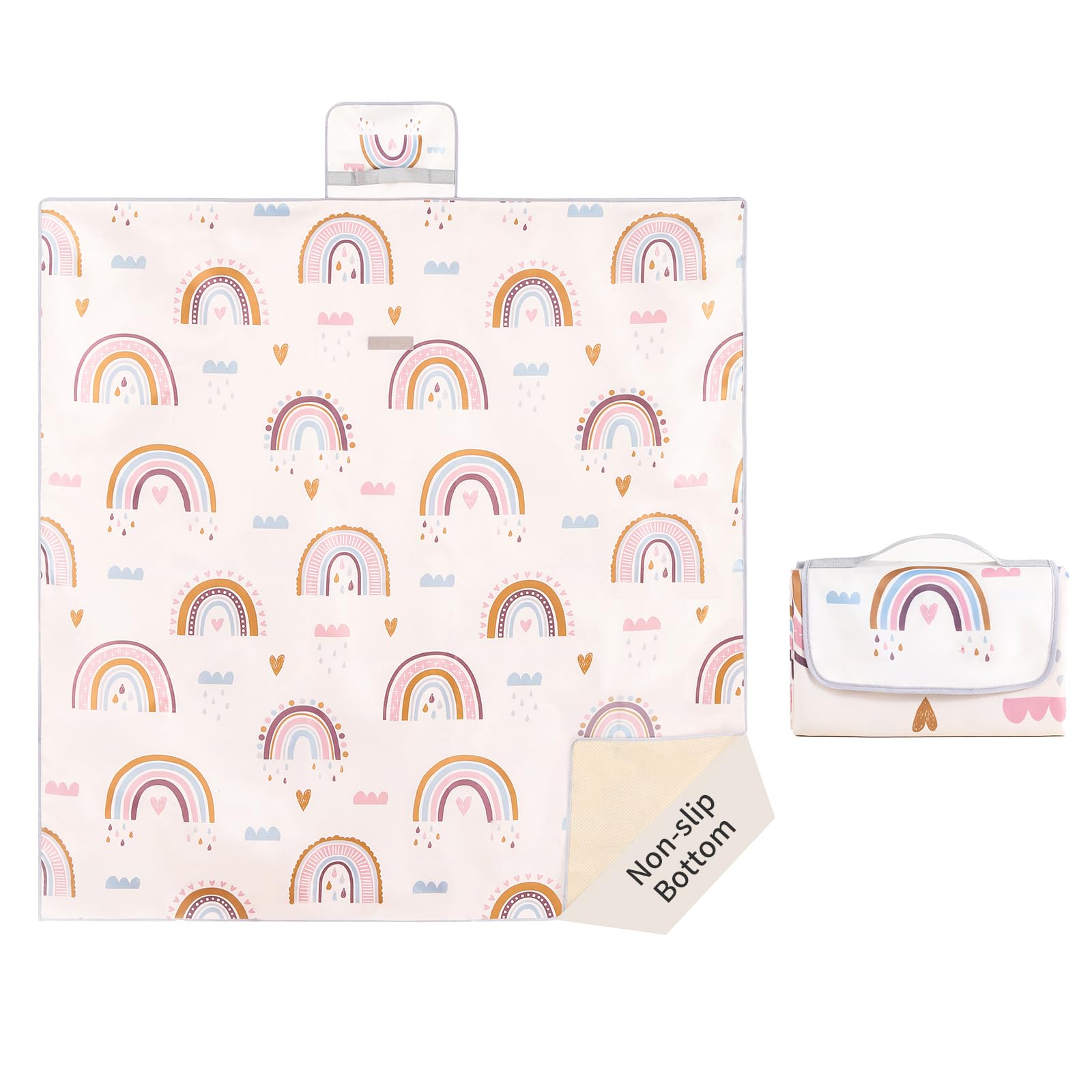 Insular Baby Splat Mat for Under High Chair/Arts/Crafts, Anti Slip and Waterproof Splash Mat for Floor, Portable Picnic Mat, 51x51 Inch, Rainbow