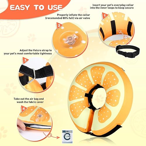 Miniatura 6 de Sivomens Collar inflable de cono para perro, alternativa después de la cirugía, cómodo y lavable para lamer heridas, collar electrónico de