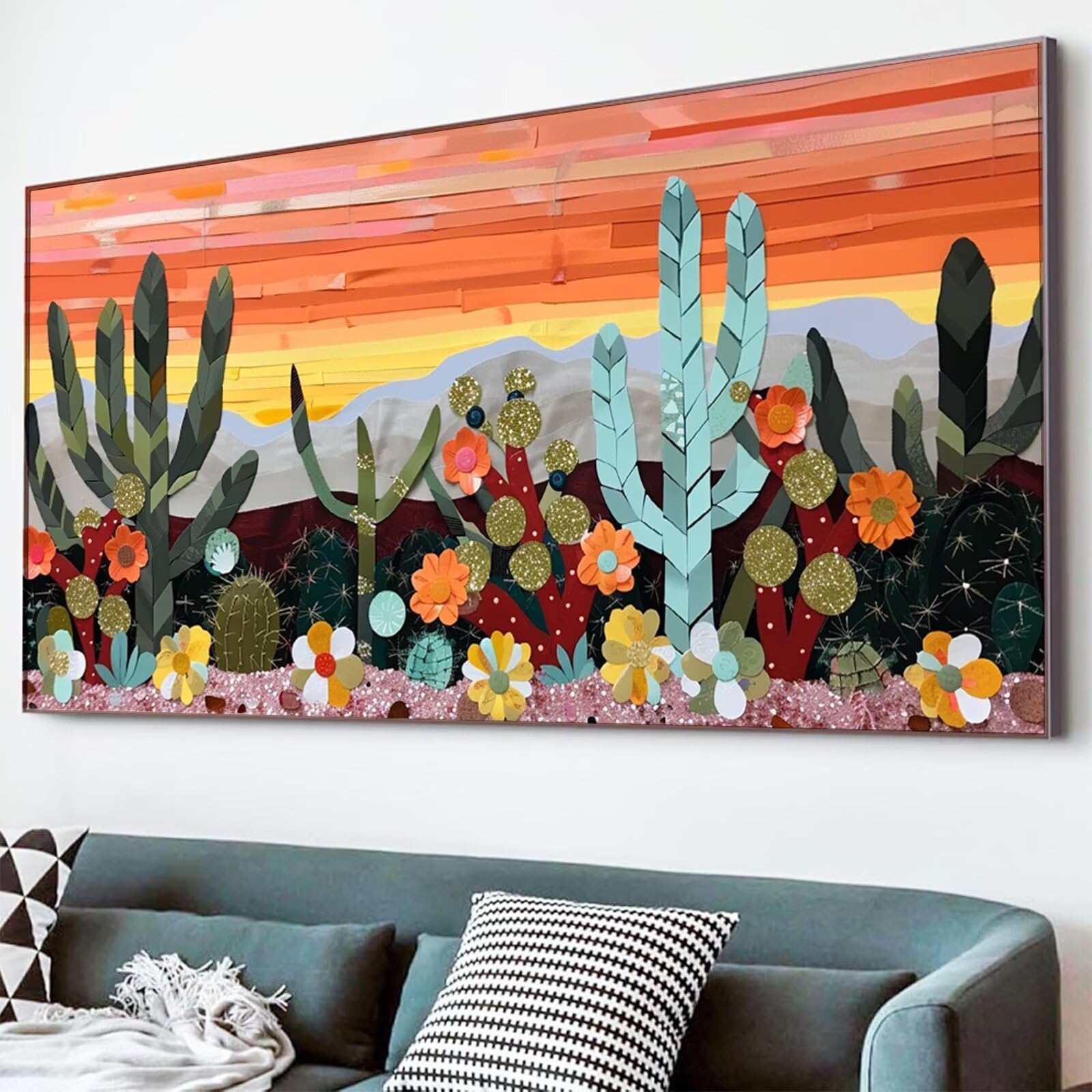 Diamond Painting Karikatur Diamond Painting Erwachsene Kaktus Bastelset Kinder ab 6 Jahre Mosaikherstellung Kreatives Geschenke für Mädchen Anfänger, Kreuzstich Arts Craft Zimmer Deko 70x140cm Y5-901