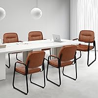 Vista 9 de CLATINA Waiting Room Reception Chairs Leather Office Chair No Wheels, Conference Room Lobby Chairs with Sled Base and Padded Arms, Executive Guest