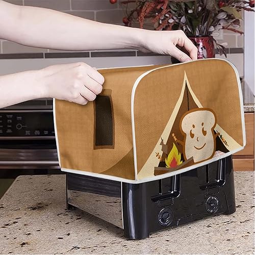 Vista 2 de Dreaweet Funda para tostadora de dibujos animados Kawaii Toast, de poliéster, se adapta a la mayoría de tostadoras de ranura larga de 4 rebanadas