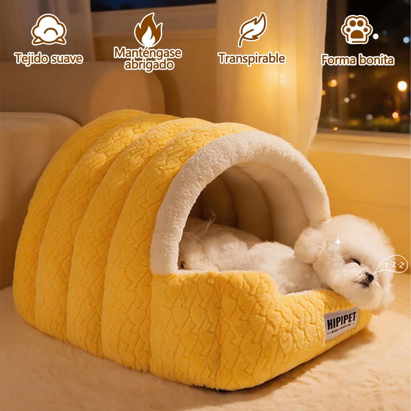 Galatée Cama para Perros, Nido Suave para Gatos con Cojín Desmontable, Cálido Refugio para Mascotas, Bonita Casa para Gatos con Base Antideslizante, Tienda De Campaña para Perros(2XL, Marrón)