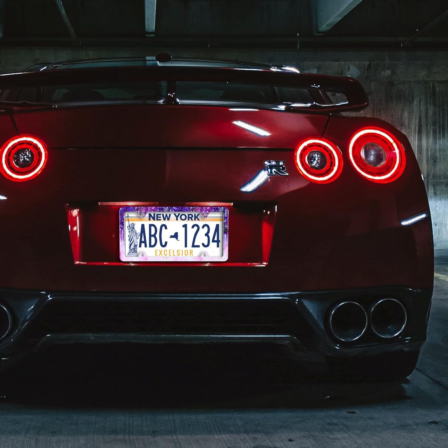 【2Pcs】 Violet Flowers Watercolor Wisteria Flowers License Plate Frame Stainless Steel Car License Plate Frame Accessory Car Plate Frame Decor for US Canada Vehicle Standard Size