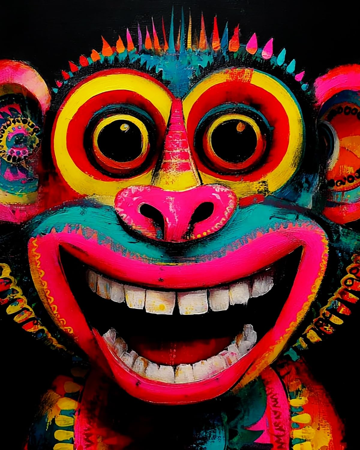 LIUBAISHI Paint by Numbers for Adults, Colourful Laughing Monkey, 40x50 cm Acrylic Canvas Kit with Brushes and Paints