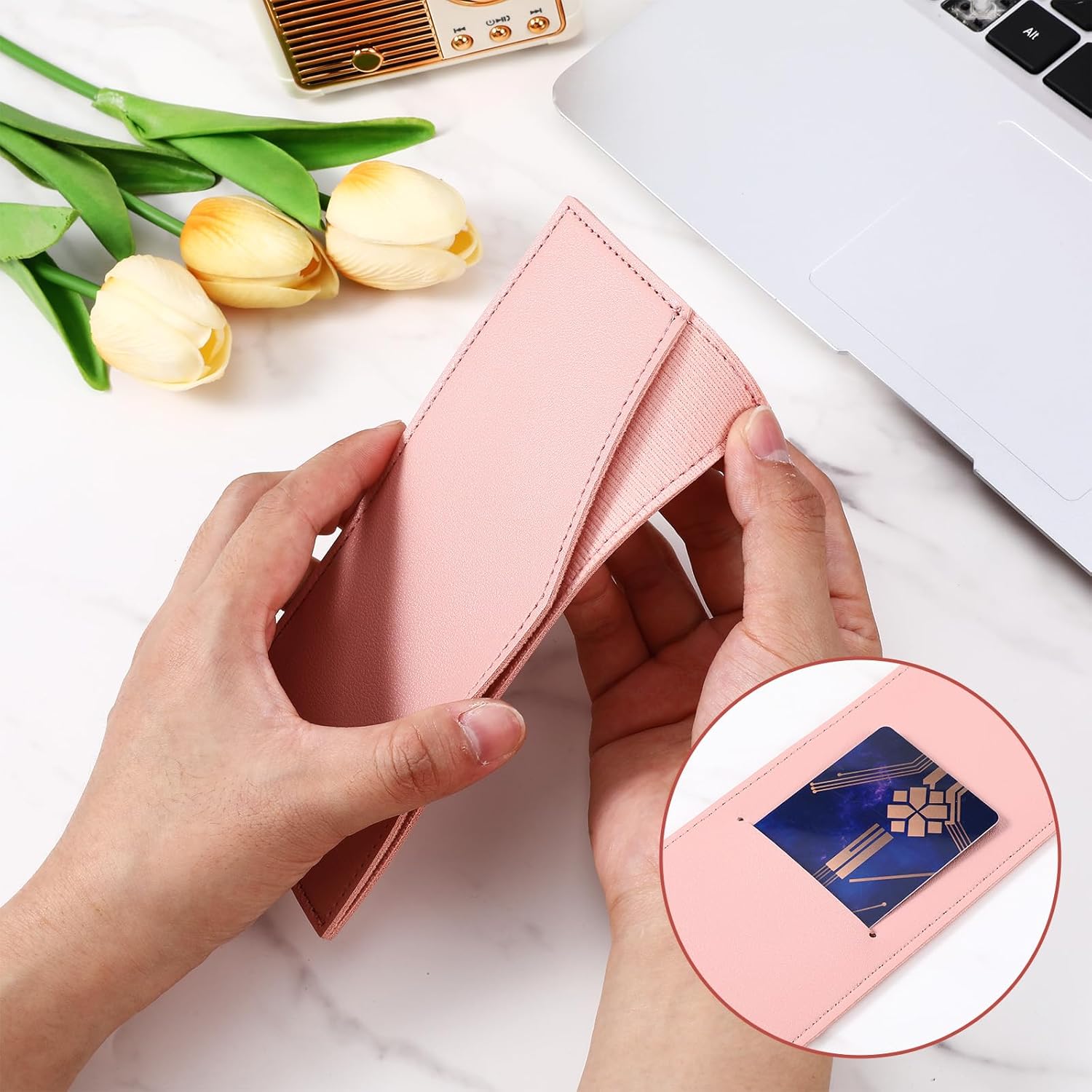 Cash Holder, PU Leather Wallet Reusable Money Clip Card Organizer for Women & Men - Budget Bill Receipt Pocket, Pink - Image 7