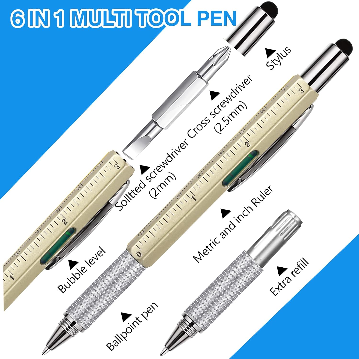 Tenceur 48 Set Father's Day Bulk Gifts for Church 6 in 1 Multi Tool Pen with Religious Bible Verse Bookmark Man of God Christian Gift for Men Church Prizes Husband Bible Study Supplies (Man of God) image 4