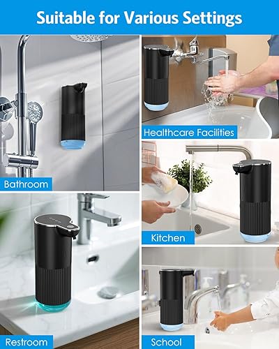 Miniatura 2 de Dispensador automático de jabón espumoso, dispensador de jabón de espuma sin contacto de 11.8 onzas, 4 niveles ajustables, montaje en pared,