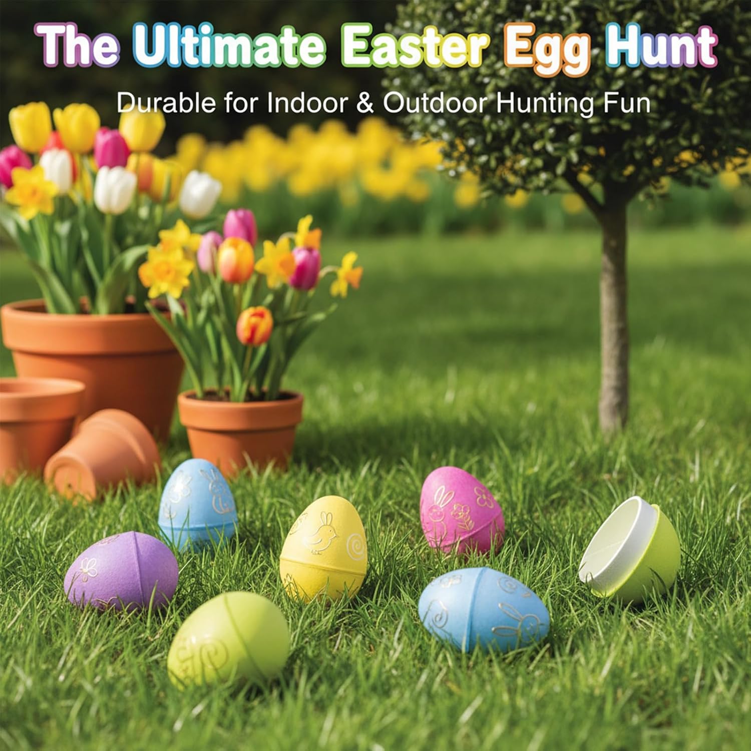 Easter Papier-Mâché Eggs - 24 Pack Paintable & Fillable Empty Paper Pulp Eggs for DIY Easter Egg Decorating, Spring Festival Crafts Party Favors, Colorful