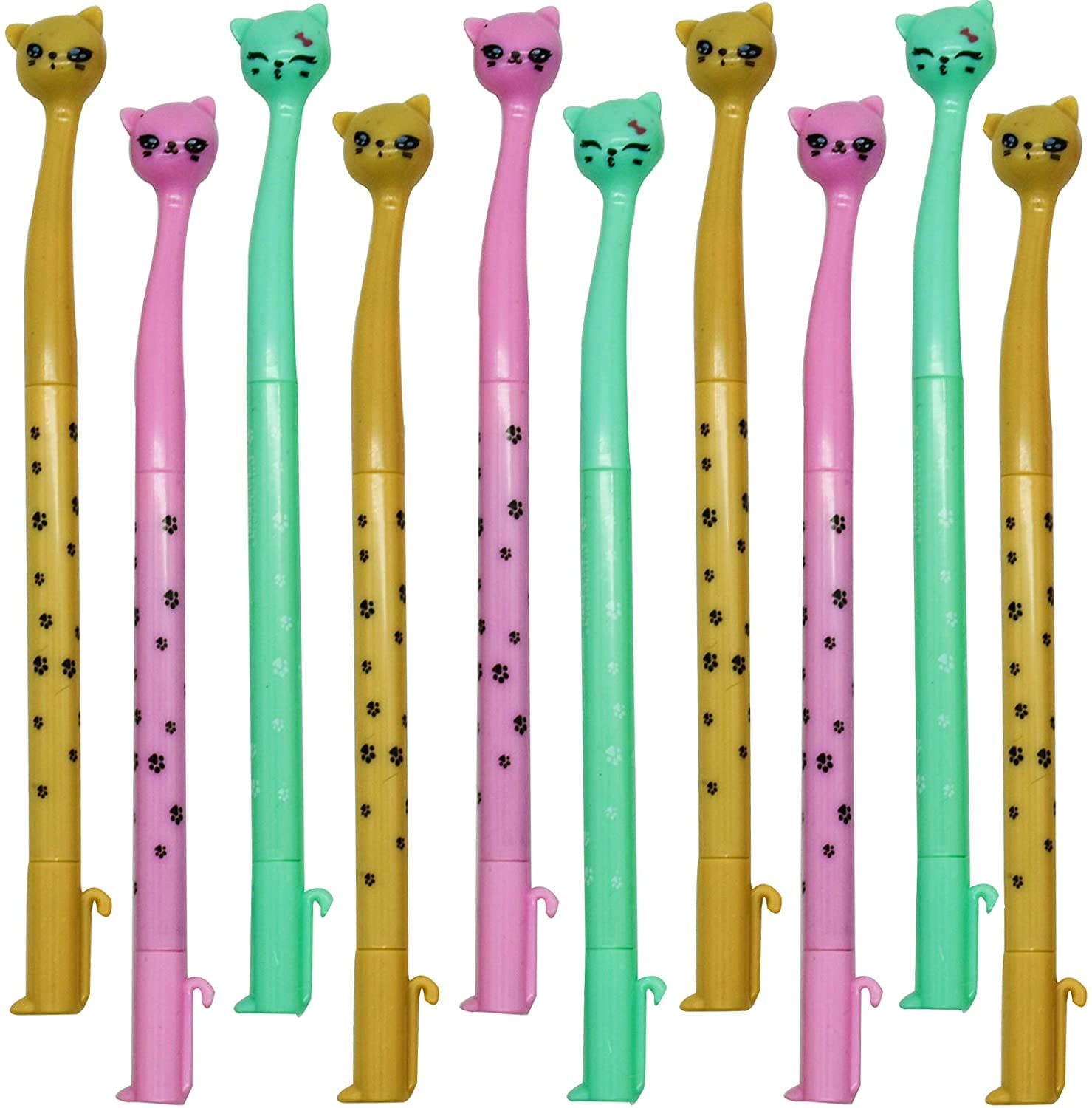 BulkHunt 12 Gel Pen Set Kawaii Cat Fancy Theme Japanese Stationery Black Ink Unique and Stylish Stationary Item Gifting Return Gift