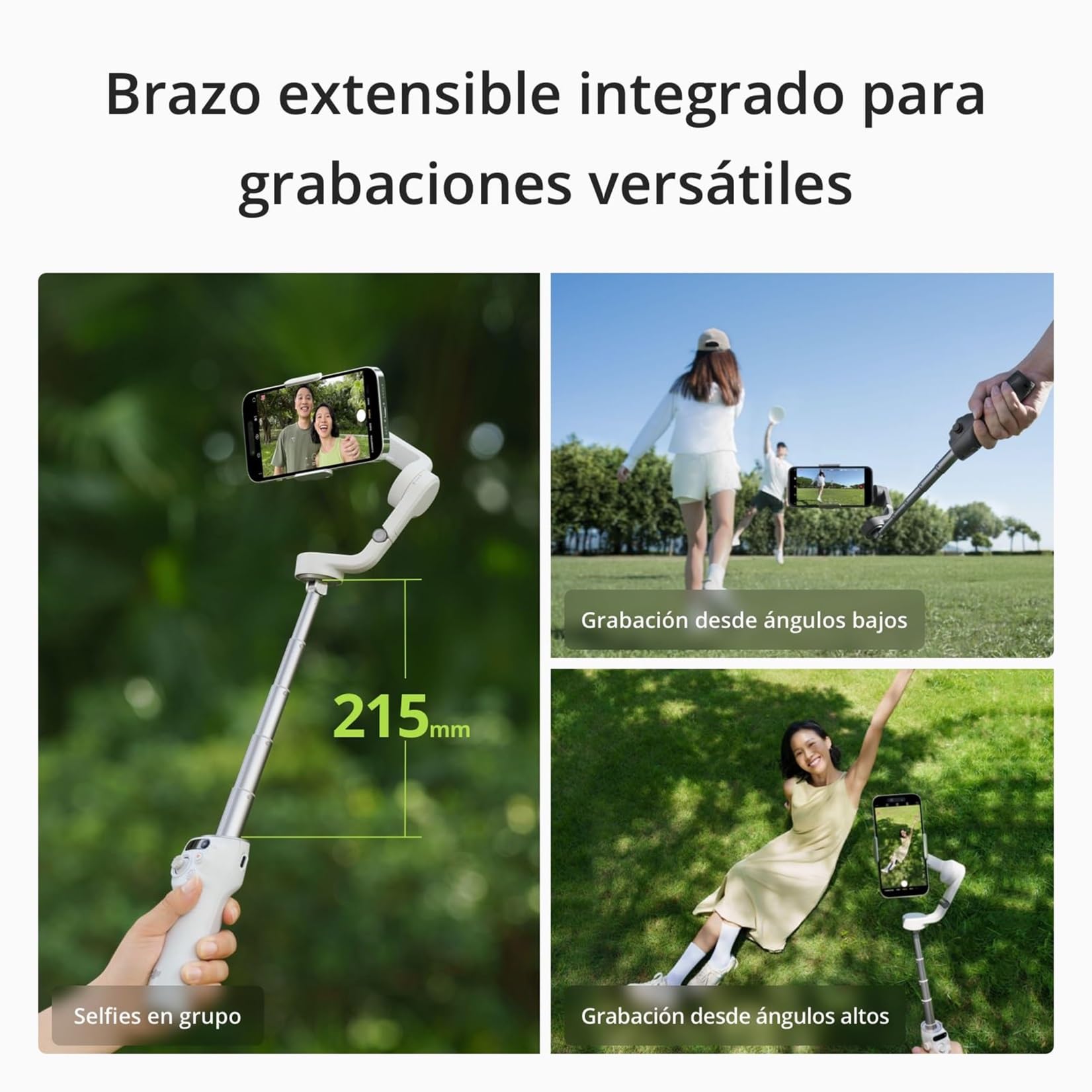 DJI Osmo Mobile 6, Estabilizador para Smartphones, Brazo Extensible | Estabilizador 3 ejes, portátil y plegable, para Android y iPhone con ShotGuides, vlogging, YouTube, TikTok, Gris Pizarra