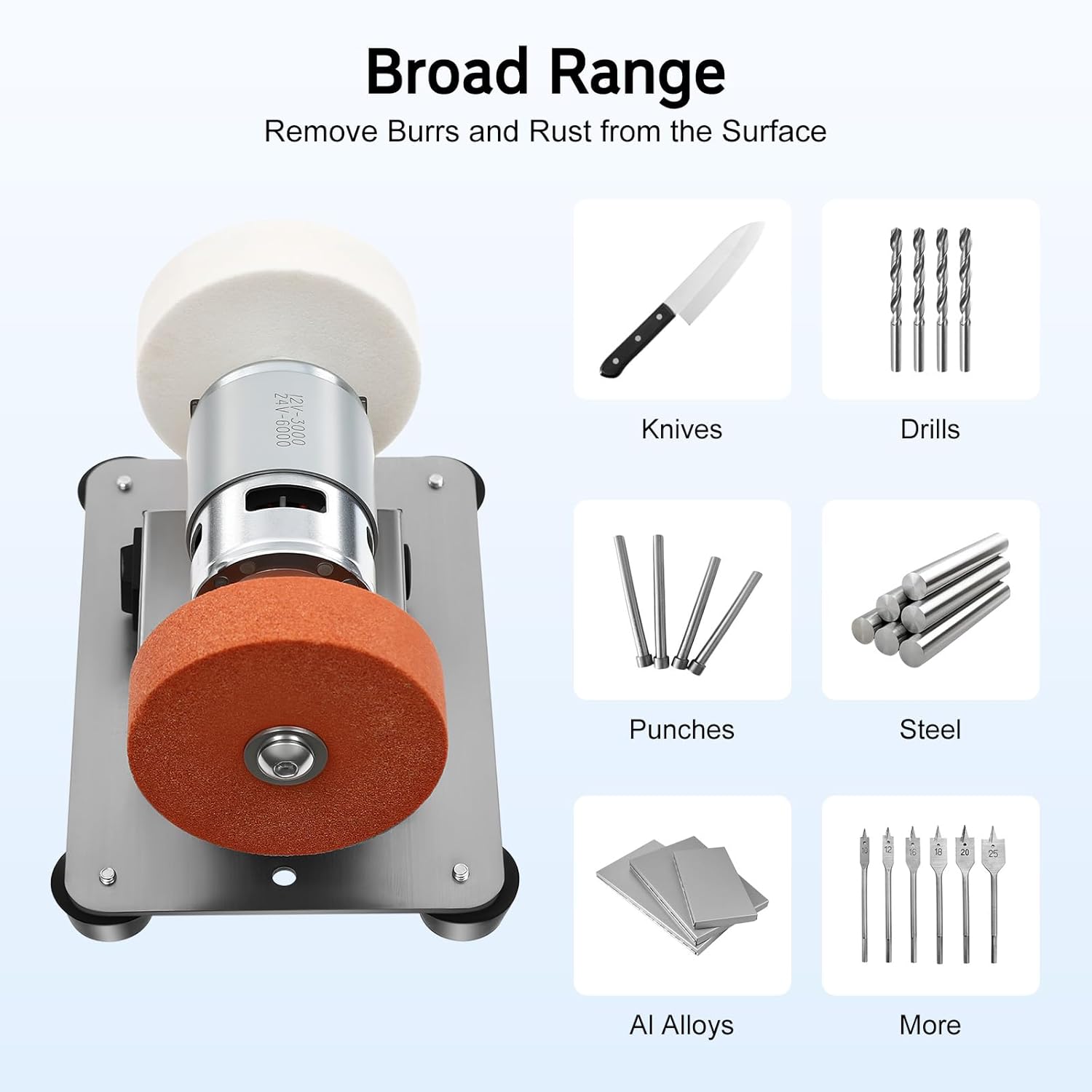 Bench Grinder Dual Wheel - 3/4HP 110V Variable Speed Industrial Grinder w/Adjustable Tool Rests | Metal & Wood Polishing Sander for Garage, Workshop | Heavy-Duty Tabletop Sharpening Kit