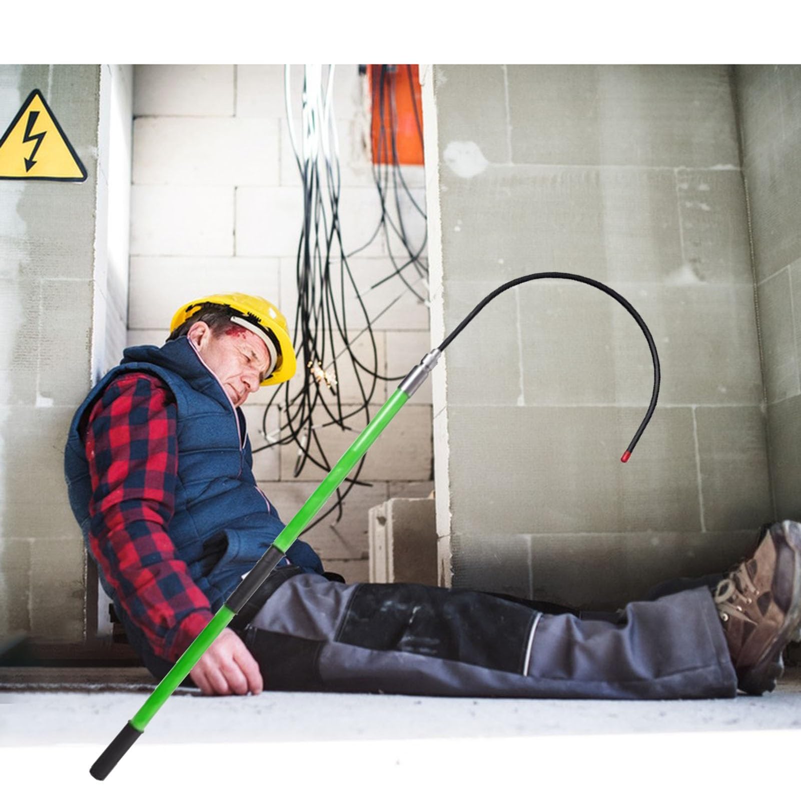 JKJZSALJ Safety Rescue Hook,Removable Insulated Rescue Hook 3.3Ft/1M-High Voltage Electrical Safety Tool, Portable Anti-Electrocution Life Hook, Ideal For Emergency Rescue,Green,3 m/9.8 ft(220kv)