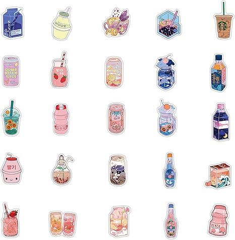 amazon com colorful ins style drink stickers 50 pack waterproof decals for scrapbooking journaling laptop phone case water bottle home decor electronics