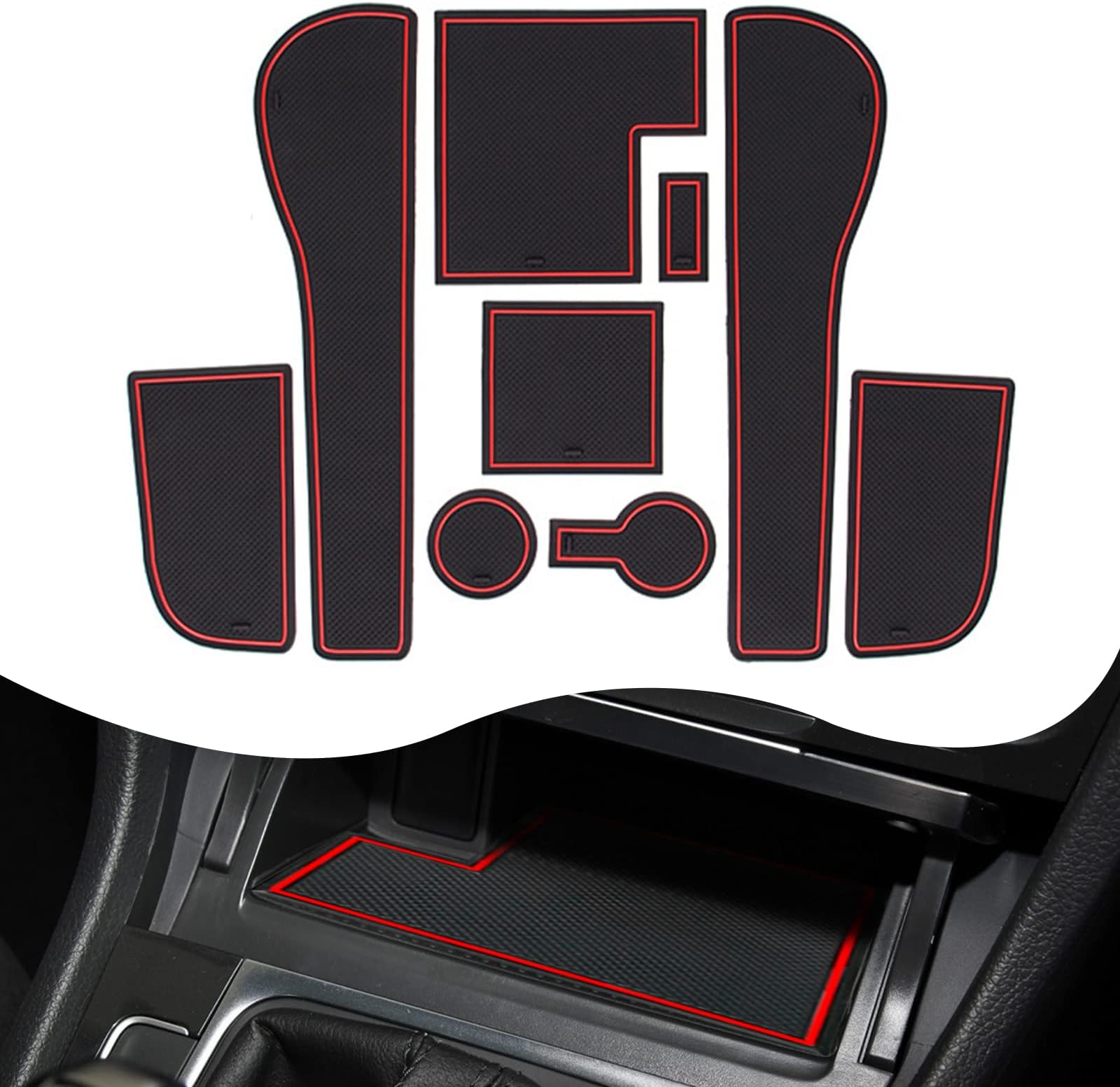YEE PINYEE PIN for Golf 7 7.5 GTI Variant R GTD GTE 2014-2019 Rubber Mats Interior Non-Slip Mats for Centre Console Storage Box Car Parts Interior Equipment Only Right Side Rudder