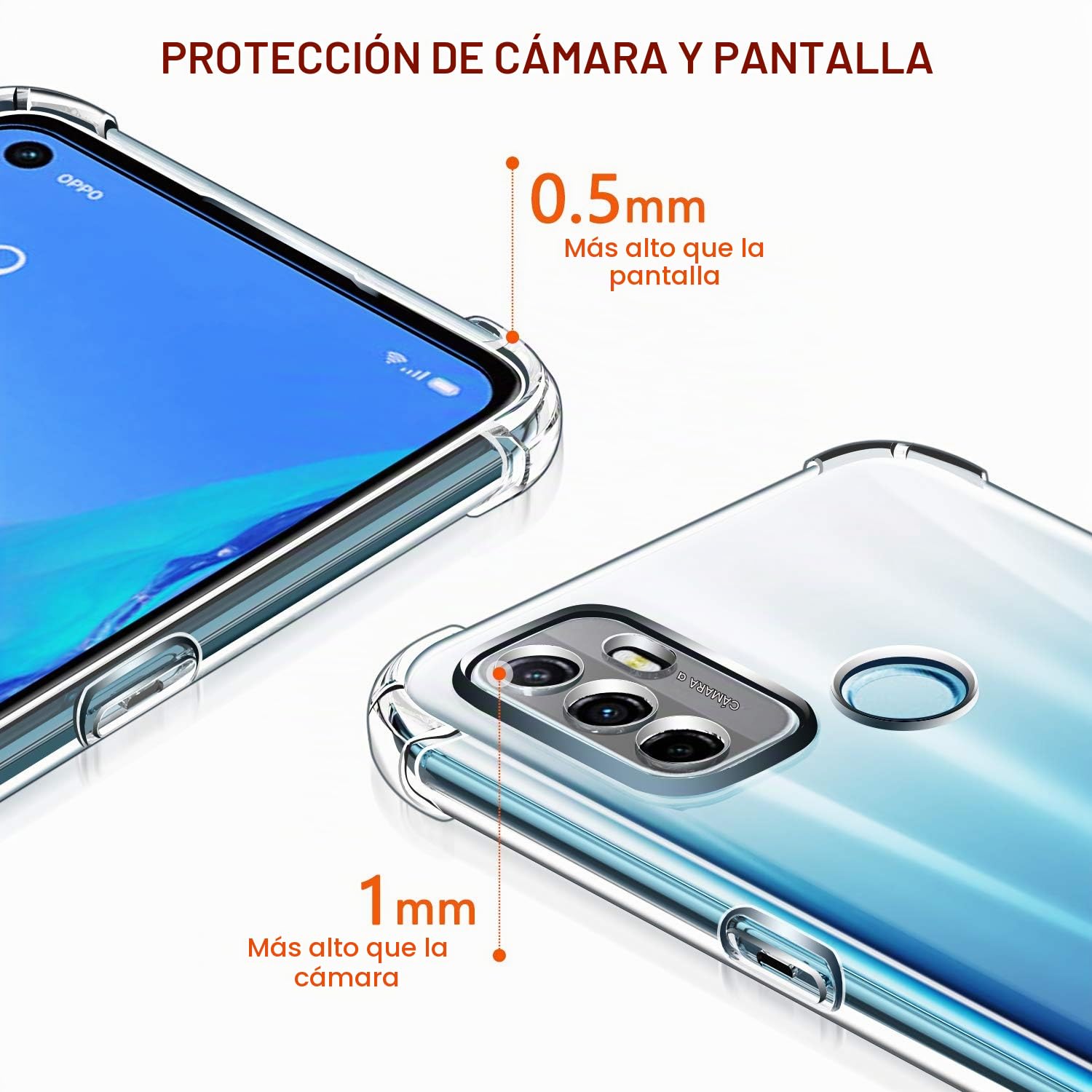 WBWONE Funda De TPU Suave Para OPPO A53/A53s – Azul, Con Revestimiento De Tela Y Esquinas Reforzadas
