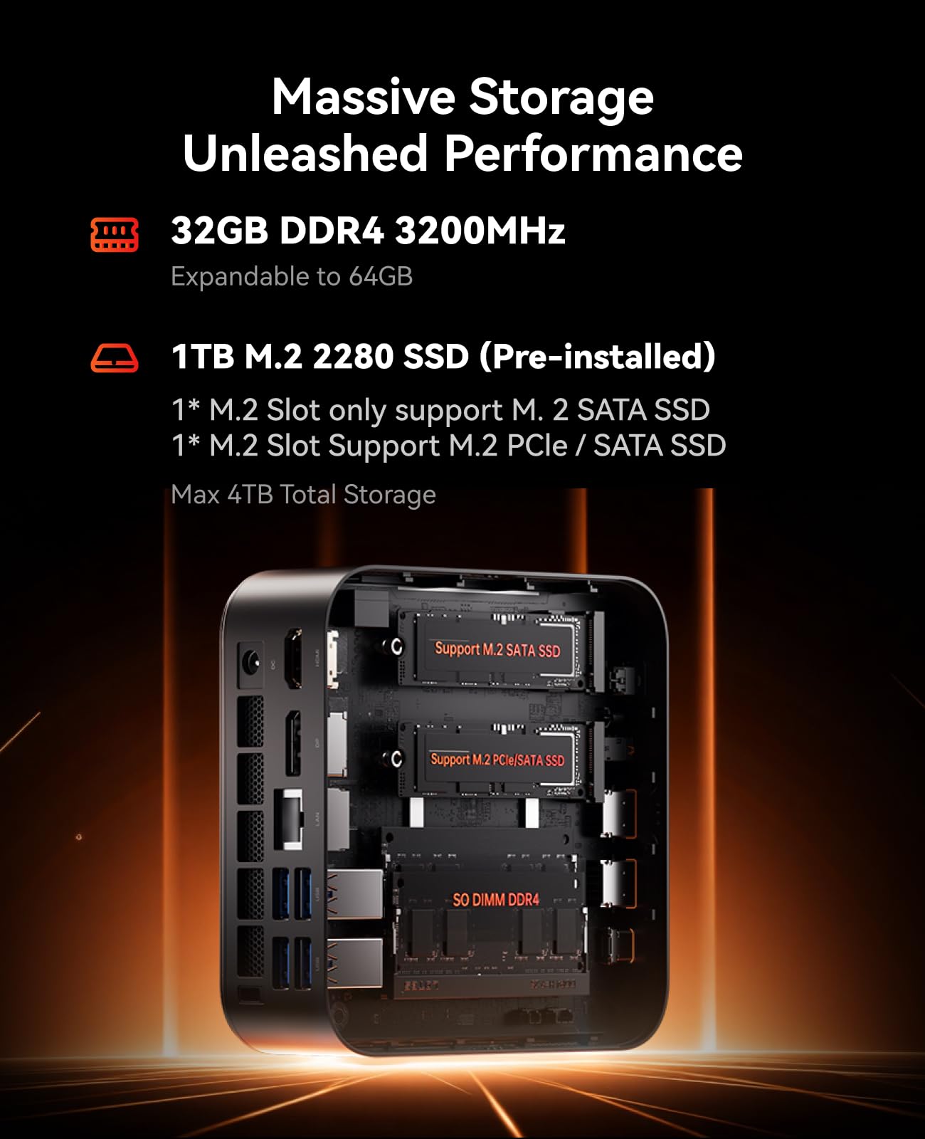 NiPoGi E3B Mini PC AMD Ryzen 7 7730U (bis zu 4,5 GHz), 32GB DDR4 1TB SSD | AMD Radeon Graphics, Triple 4K Display Mini Desktop PC für Home Office, Büro, Multimedia, WiFi 6 Bluetooth 5.2 USB 3.2