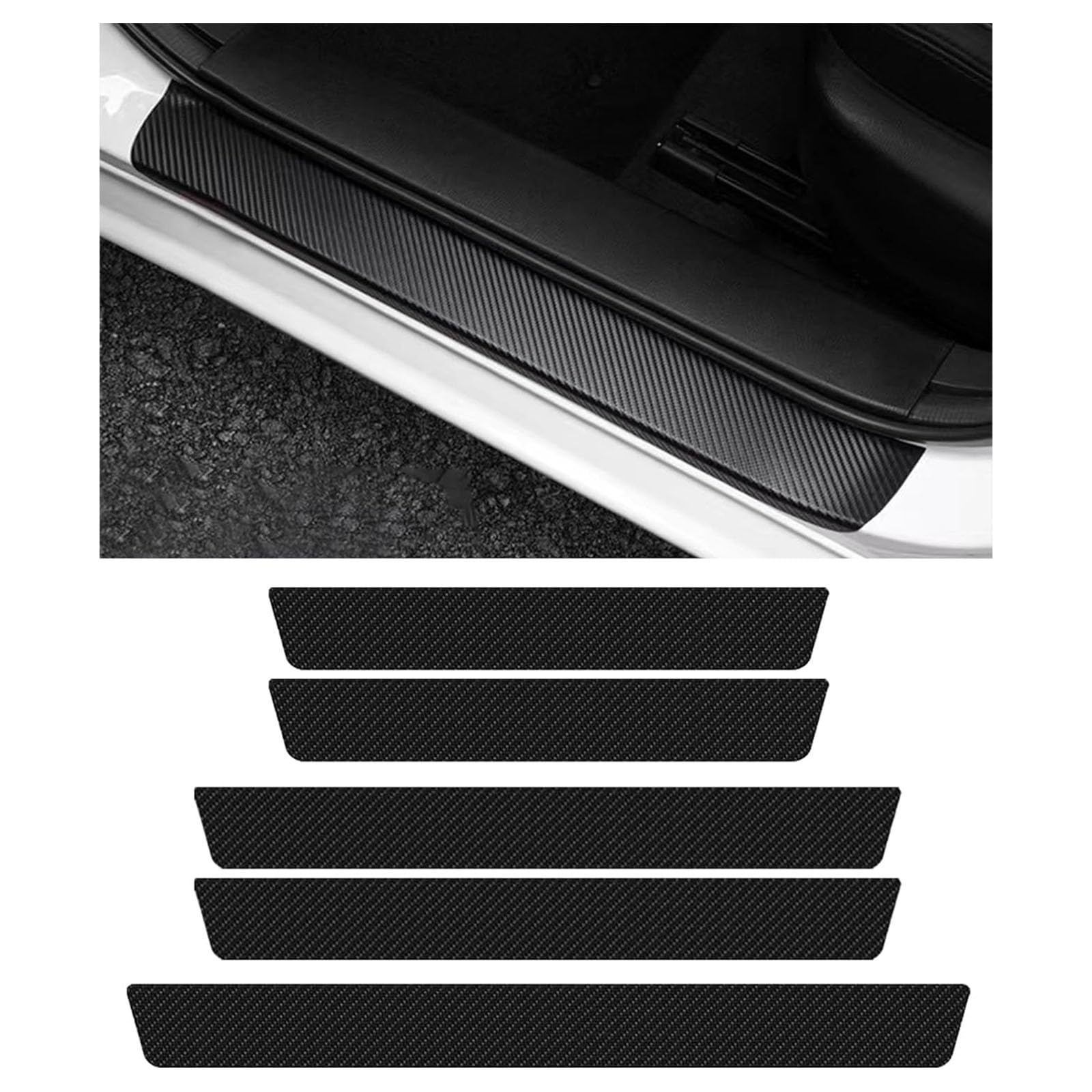 Car Door Sill Scuff Plates For Toyota Aygo X 2022-2024, Carbon Fibre Scuff Plate Entry Guards with Rear Boot Strip Anti-Scratch Threshold Sticker