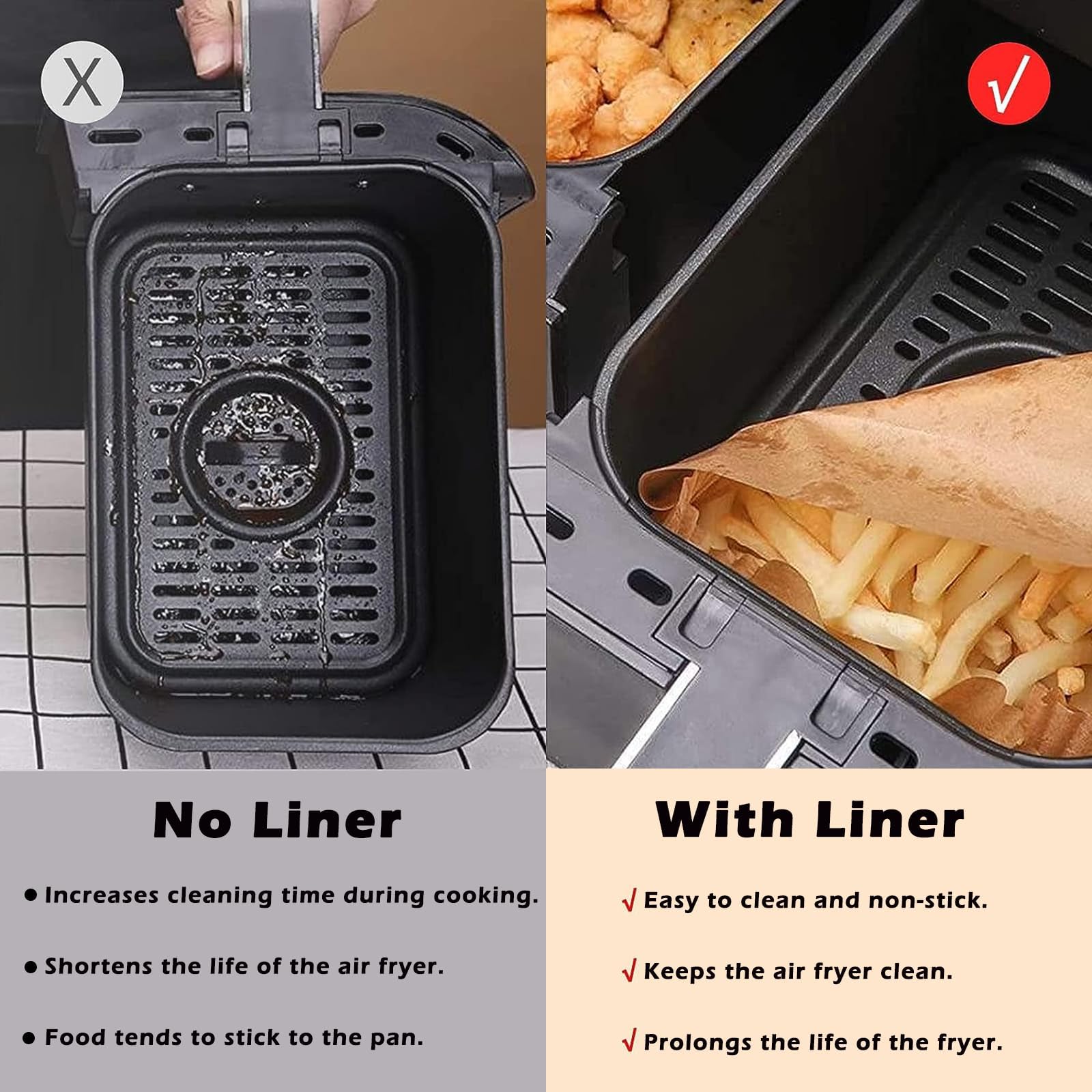 140 sztuk papieru do pieczenia Airfryer Dual Basket Airfryer 3000 seria 9 l, papier do pieczenia frytkownicy na gorące powietrze, Easy Fry 5,2 l/3,1 l, akcesoria do Airfryer do 5,5/3,5 l, 8,3