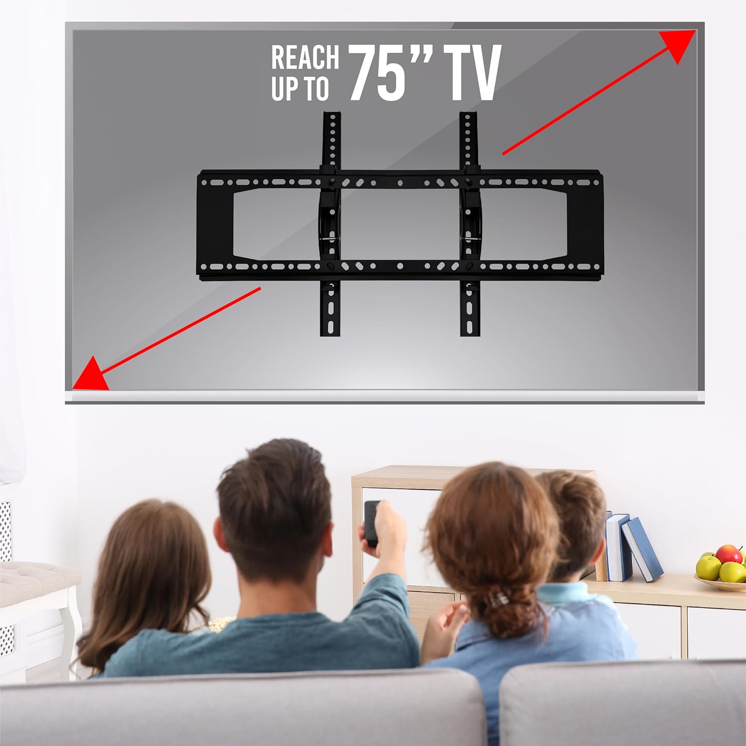 TV size compatibility up to 75 inches
