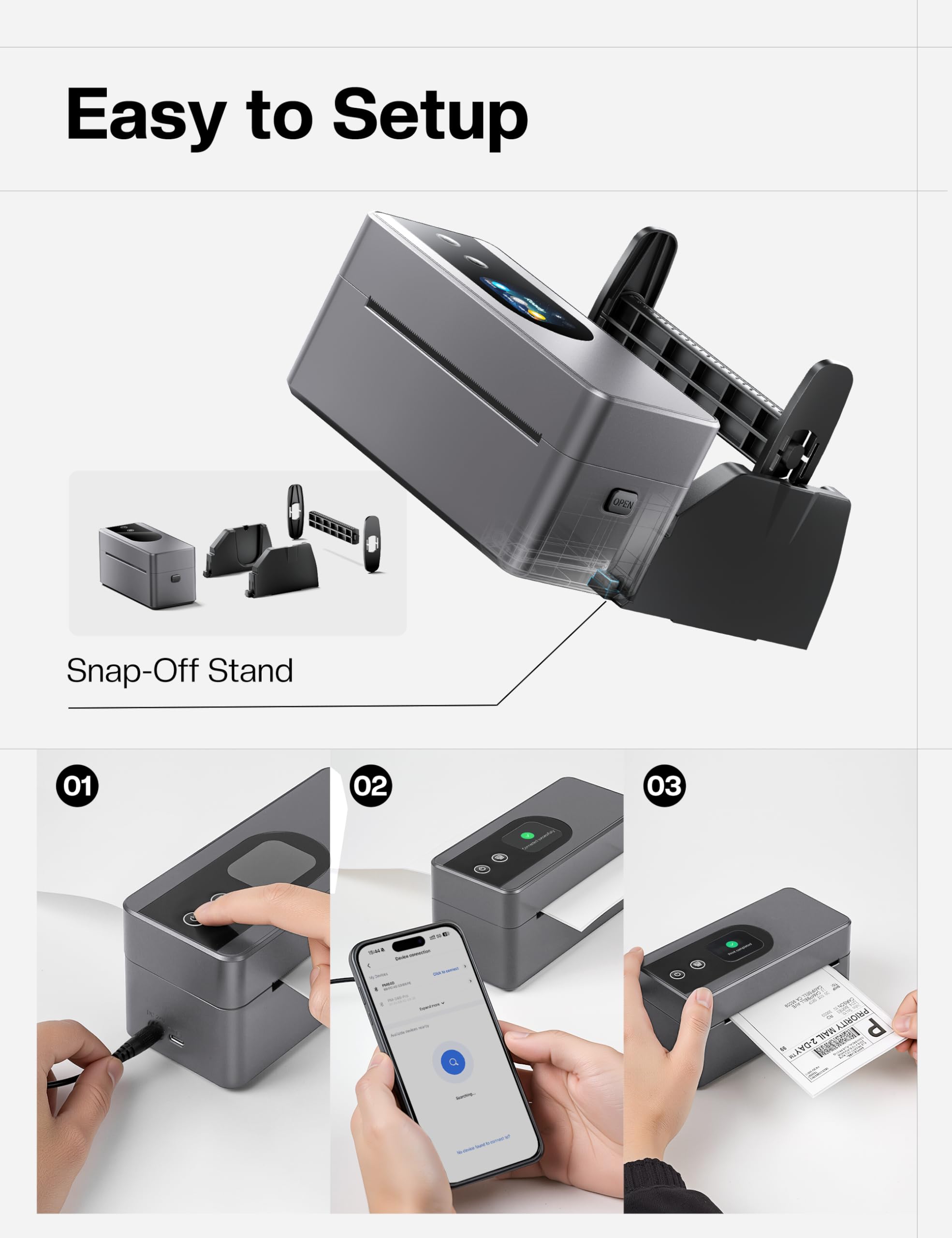 Phomemo Stampante Etichette Spedizione con Schermo Touchscreen, Stampante Etichette Adesive Bluetooth Spedizioni, Stampante Termica Etichette Compatibile con Amazon, Vinted, DHL, Etsy e UPS