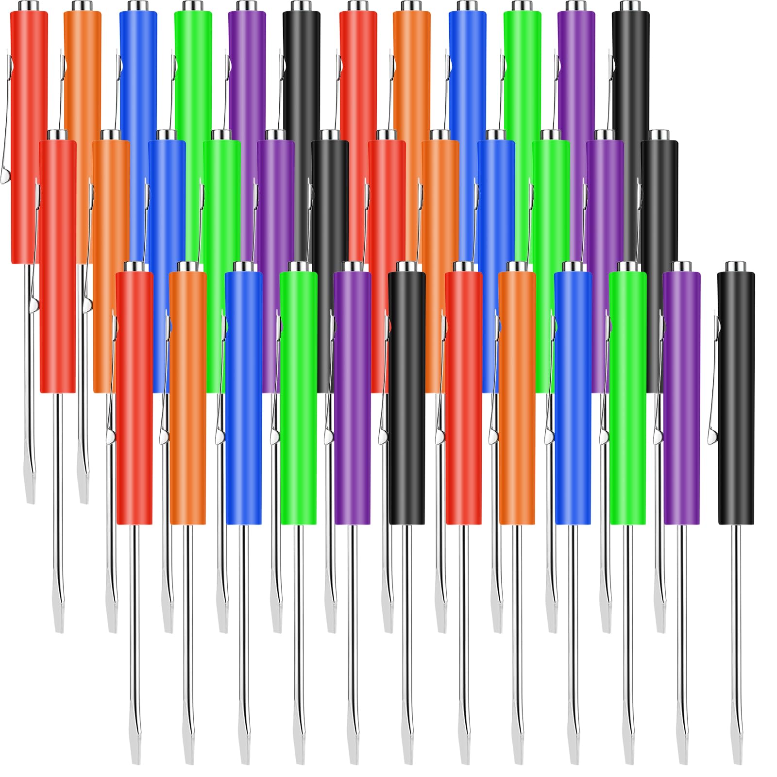 36 Pieces Pocket Screwdriver Mini Tops and Pocket Clips Magnetic Slotted Small Screw Driver with a Single Blade Head for Mechanical, Electrician(Colorful)
