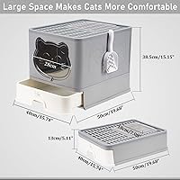 Vista 26 de Fully Enclosed Cat Litter Box with Lid, Foldable Extra Large Cat Toilet, Drawer Type Litter Tray with Plastic Scoop, Suitable for Cats Under