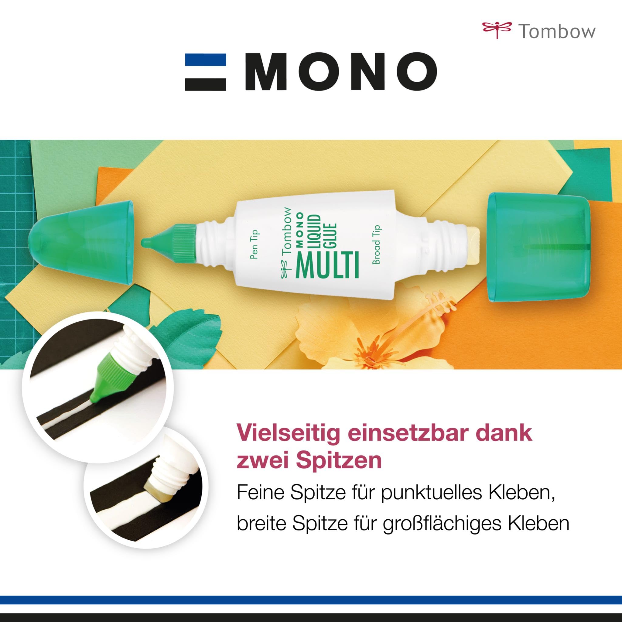 Tombow PT-MTC-10P Flüssigkleber Multi Talent mit zwei Spitzen, 10er-Pack