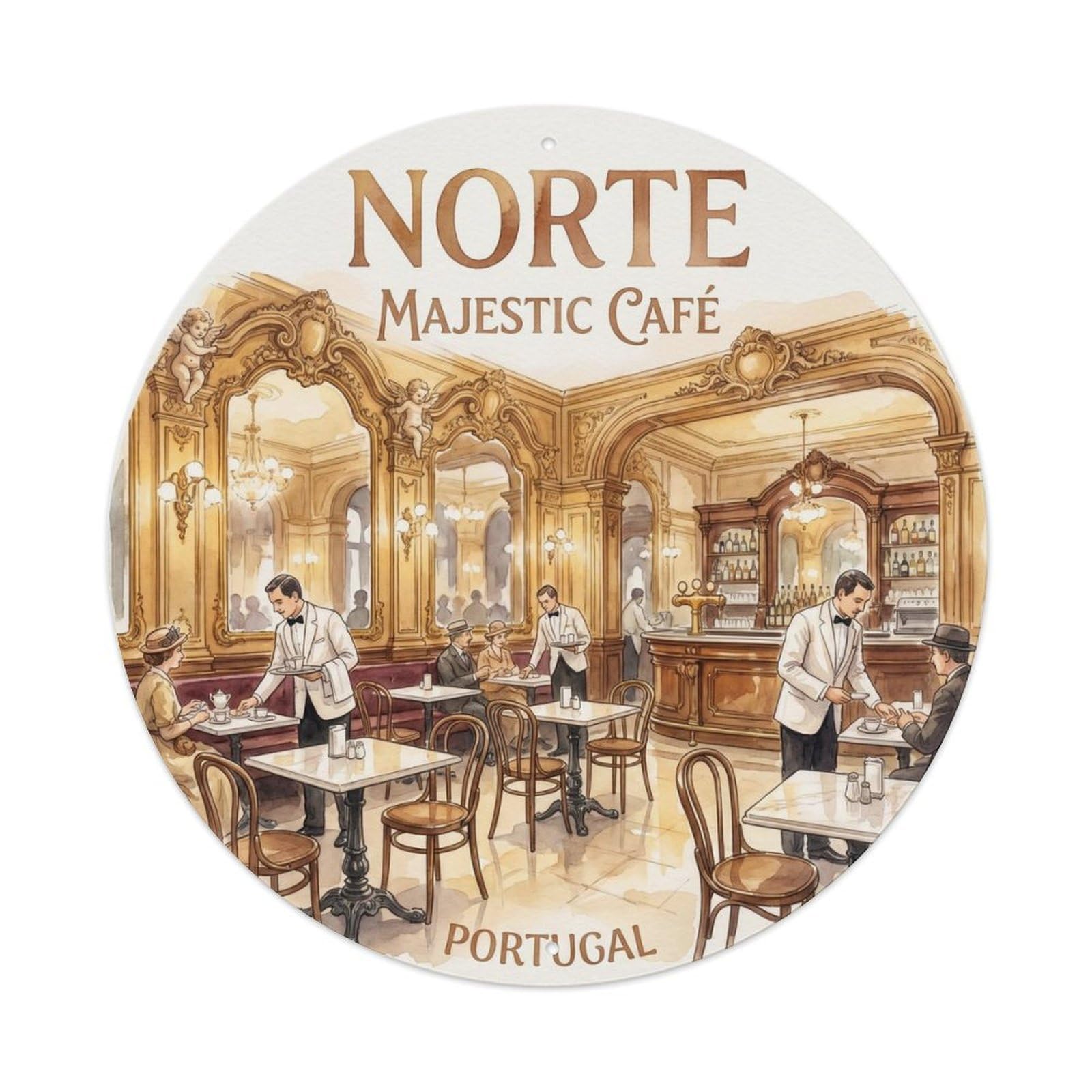Olhnbad Style Portugal Norte Cafe Landmark Travel Heritage Metal Tin Sign