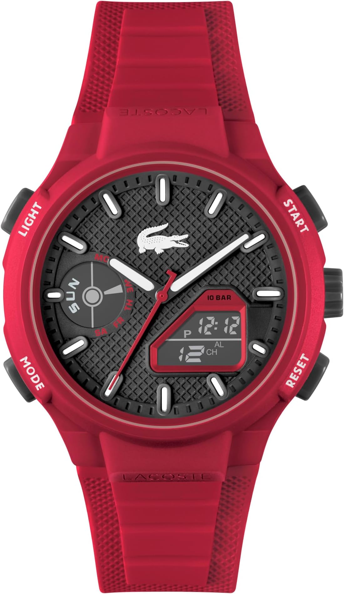 LC33 Men's Analog-Digital Watch – TR90 Case, World Clock, Stopwatch, Alarm, Backlight, Textured Silicone Strap, Premium Fashion Timepiece - Gift for Him - 45mm