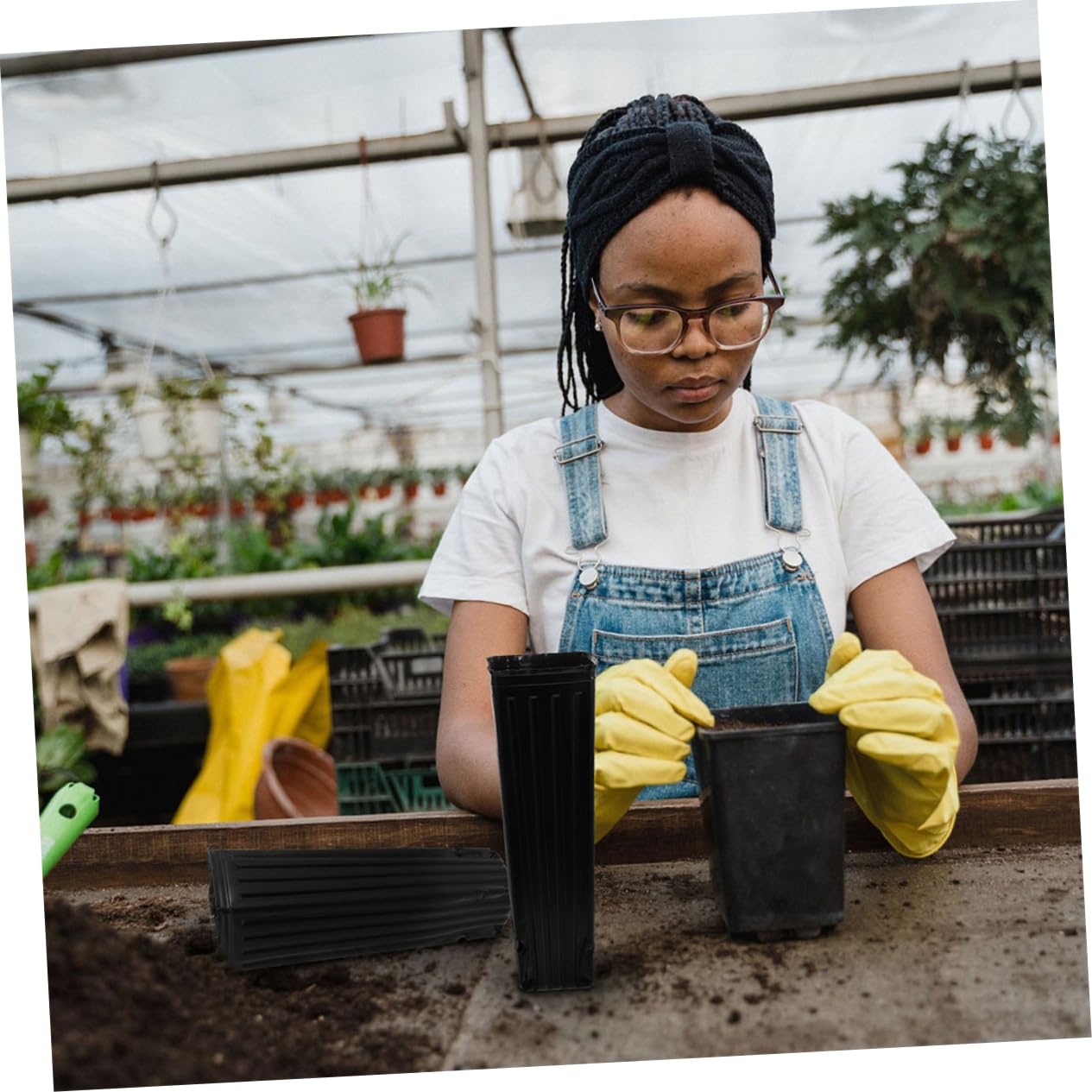 BESPORTBLE 60 Pots de Culture Noirs en Plastique PP pour Semis, Protection des Racines, Perméabilité à l'eau, pour Fruits et Jeunes Plants en Jardinage