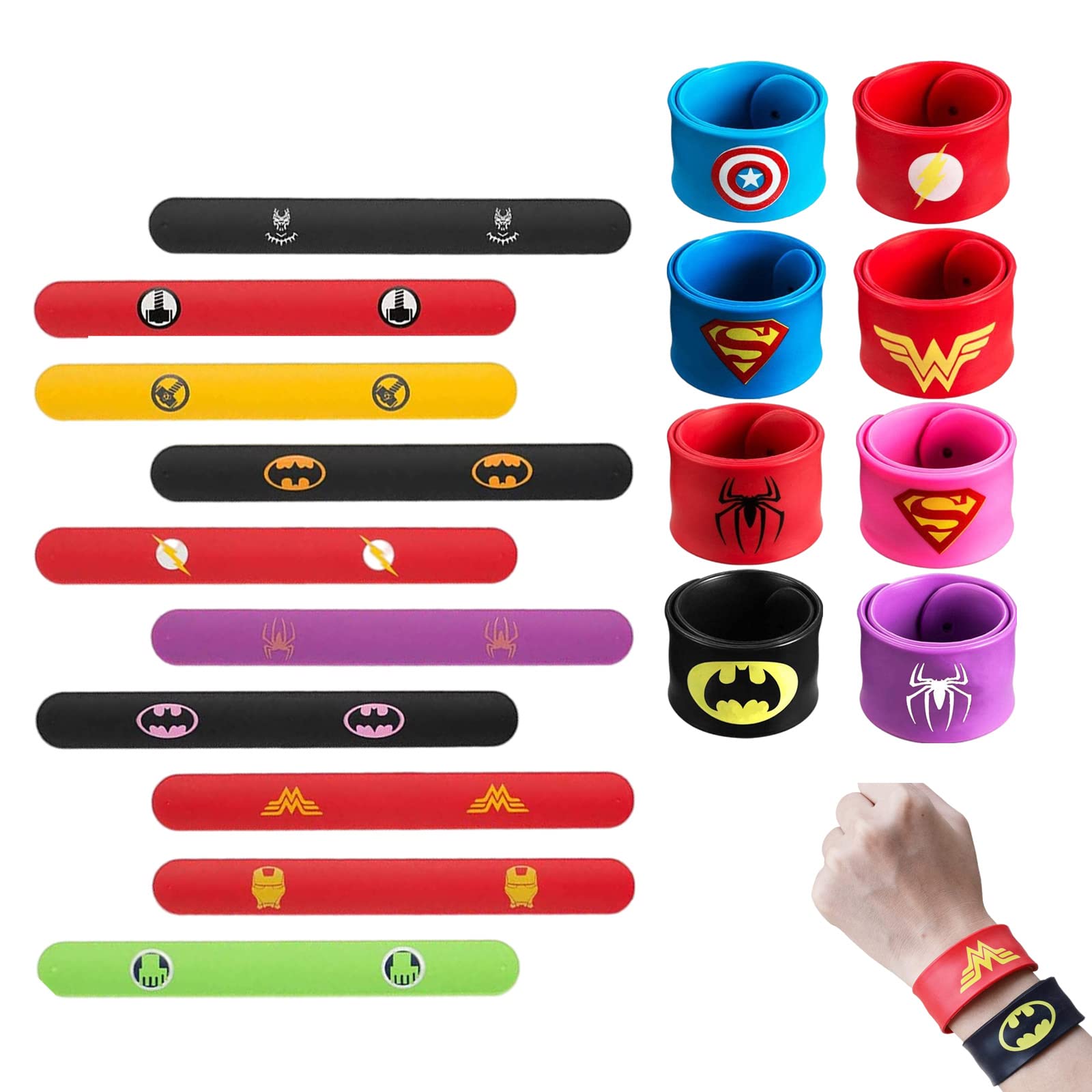 Super-héros Slap Bracelets Silicone pour Enfants Ensemble 10 Pièces