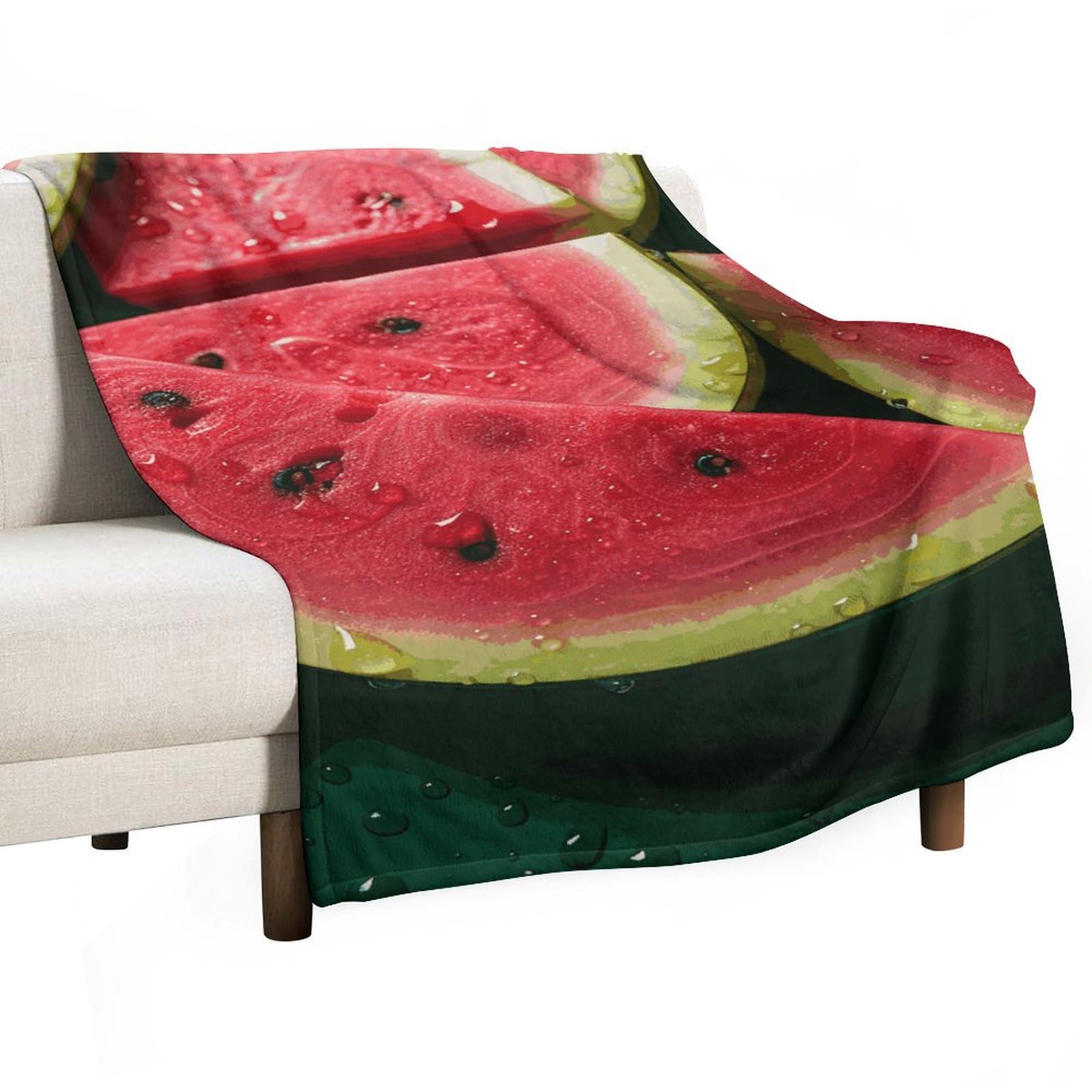 Grande couverture polaire douce flanelle pastèque pour lit et canapé