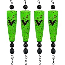 4 Pack Pre-Rigged Popping Corks for Fishing, Steel Wire Leader Saltwater Fishing Cork Float with Rattling Beads, Weighted Popping Cork for Redfish Trout Snook
