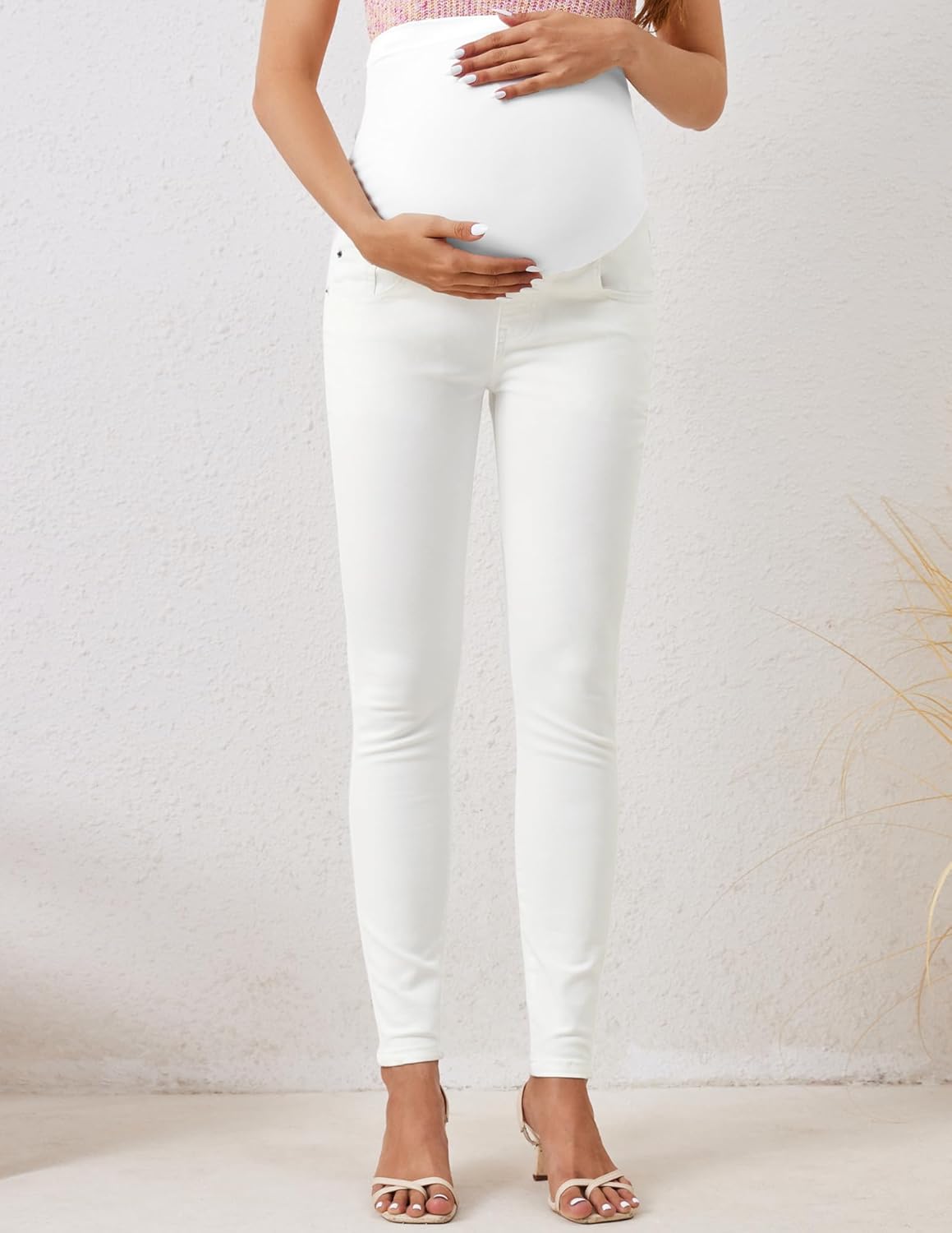 PACBREEZE Women’s Maternity Jeans Over Belly Skinny Stretchy Denim Pants Comfy Slim Pregnancy Pants