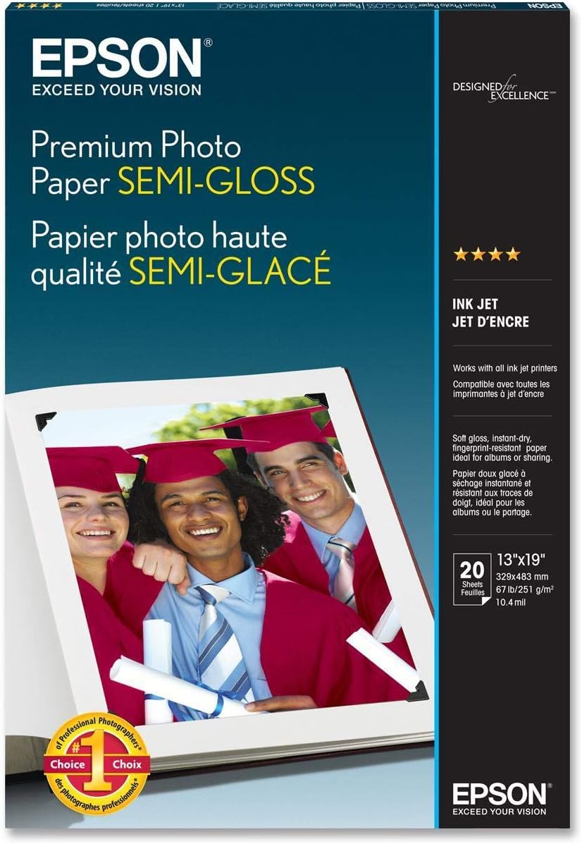 Epson Premium Photo Paper SEMIGLOSS (13x19 Inches, 20