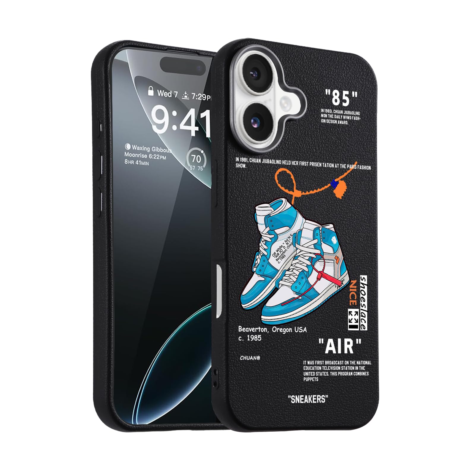 WMFLLNL Cool Phone Case for iPhone 16 Plus Case for Boys Men Basketball Shoes Sneaker Print Design Cases Compatible with iPhone 16 Plus Black