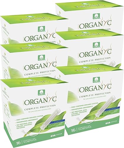 Miniatura 1 de Organyc - Tampones de algodón orgánico 100% certificados - Aplicador ecológico a base de plantas (súper flujo, 96 unidades (paquete de 6))