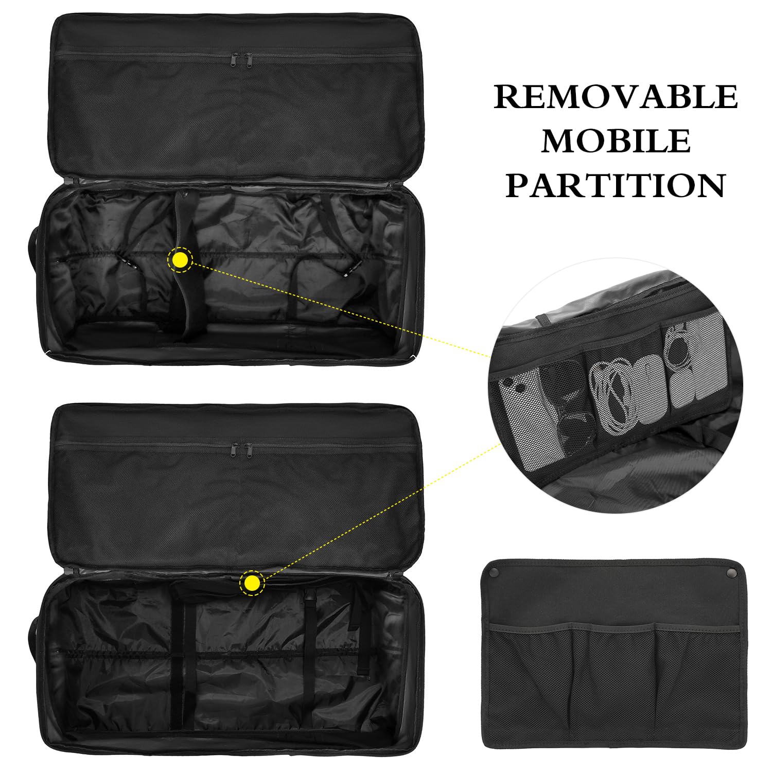 Borsone da Viaggio Pieghevole con Ruote Grande 85-100L Espandibile Borsa Sportiva Uomo Valigia con Ruote XL per Campeggio, Nero