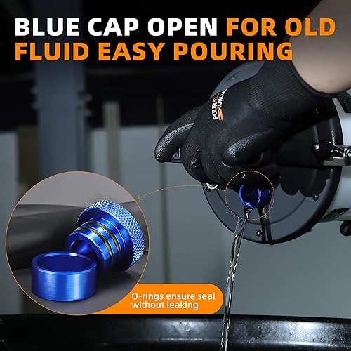 Miniatura 6 de FOUR UNCLES Kit de bomba de vacío de purga de frenos de 3L - Extractor neumático de líquido de frenos con botella de recarga de 1 litro y