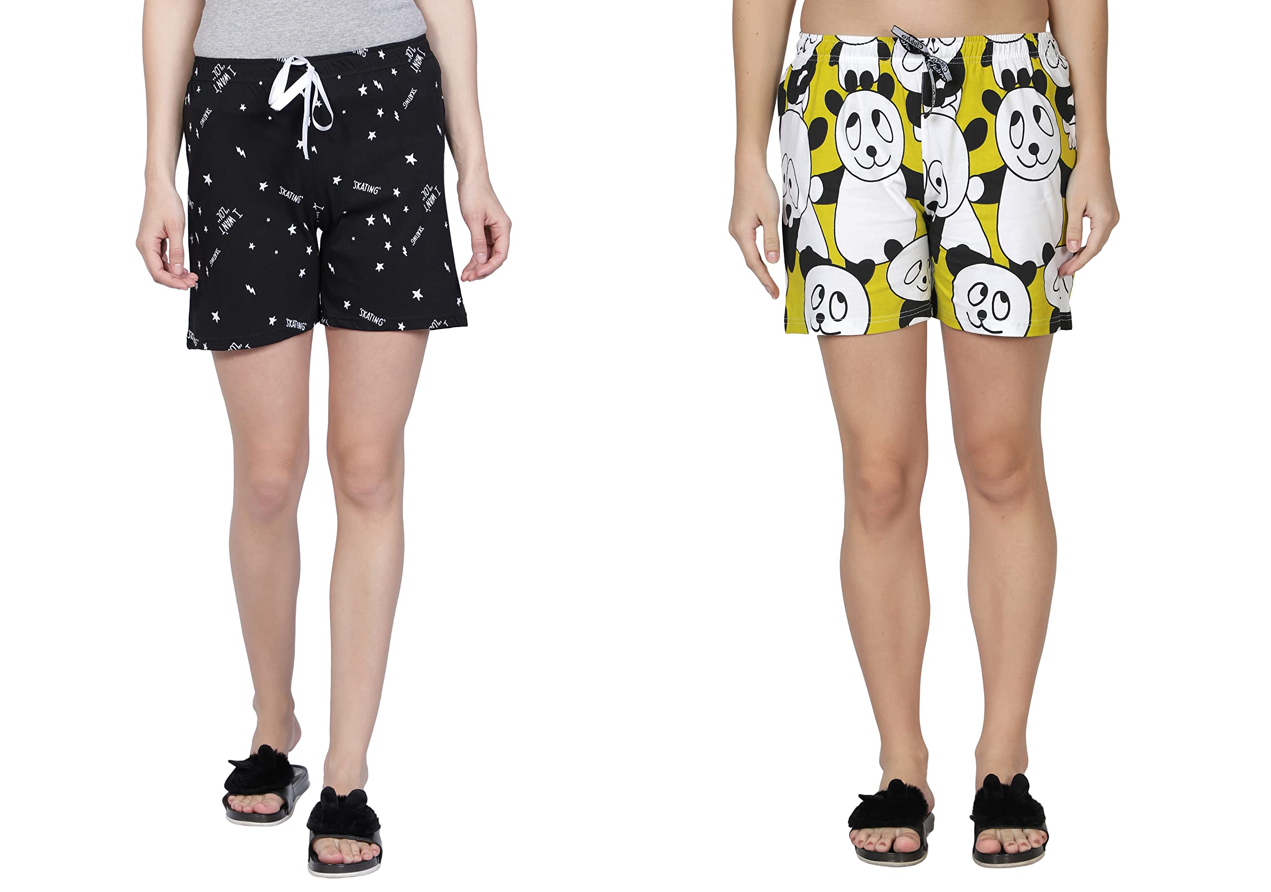 club a9 Women's Regular Fit Cotton Printed Shorts (Multicolor,L) (Pack of 2) (WSCOM2_230_L)-picture-18