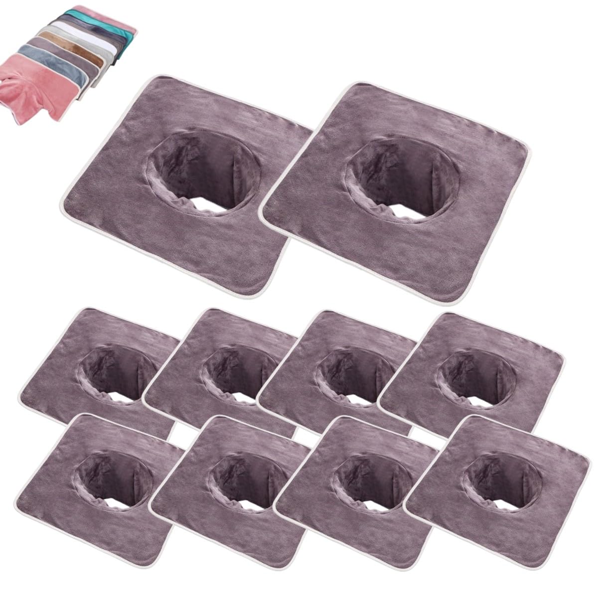 Couvre-tête de massage en velours corail doux lot de 10 serviettes lavables pour têtière