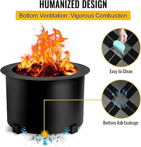 Miniatura 4 de Pozo de fuego sin humo, hoguera de acero al carbono, gran hoguera de leña, estufa al aire libre, hoguera portátil sin humo para picnic, camping,