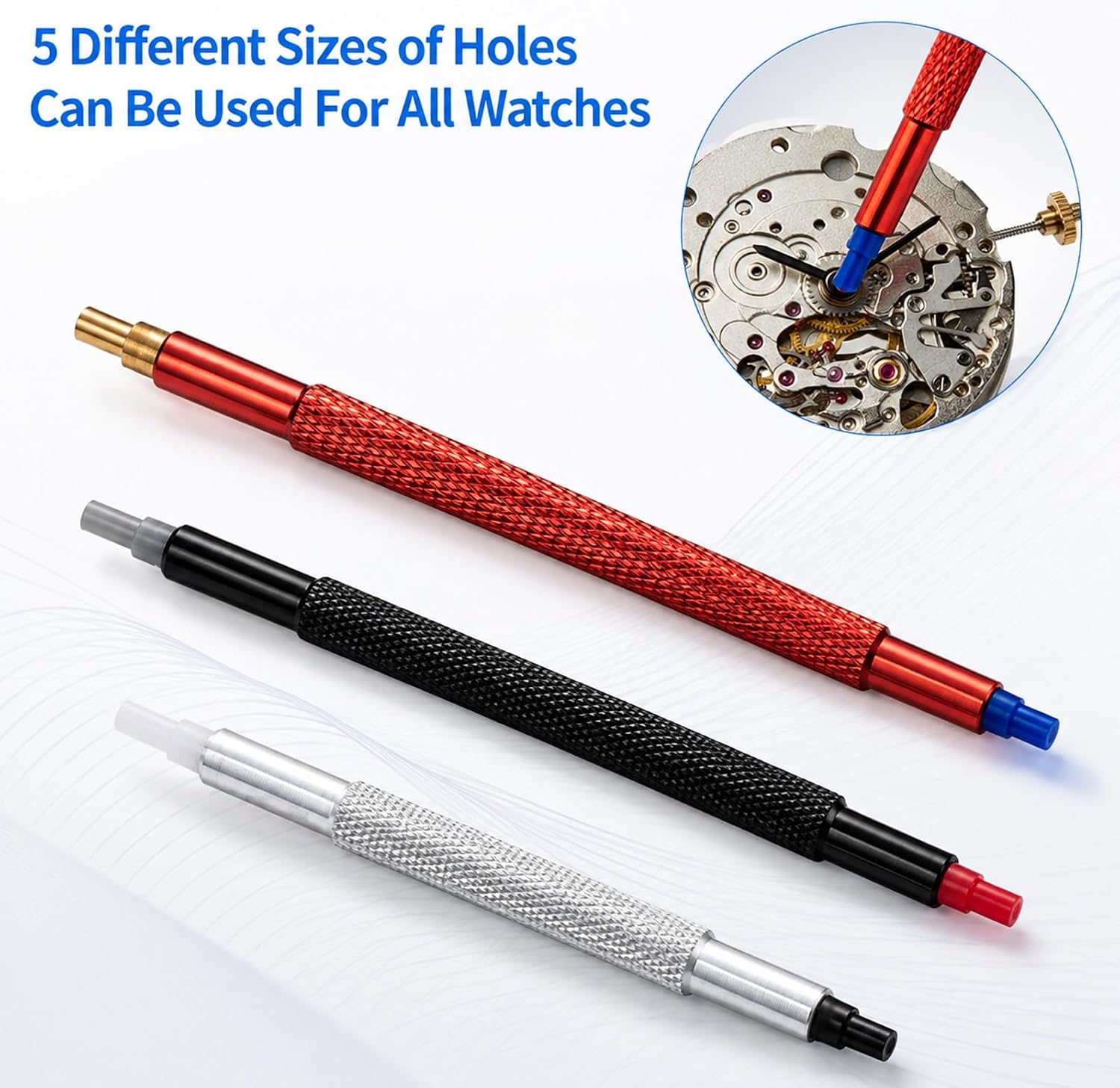 5 Pcs Watch Hands Repair Tool Kit, Watchmakers Wristwatch Setting Professional Pointer Adjustment Tool, with Hand Pressers Pusher, Removers Lever, Minute Second Removal, Puller Plunger Set